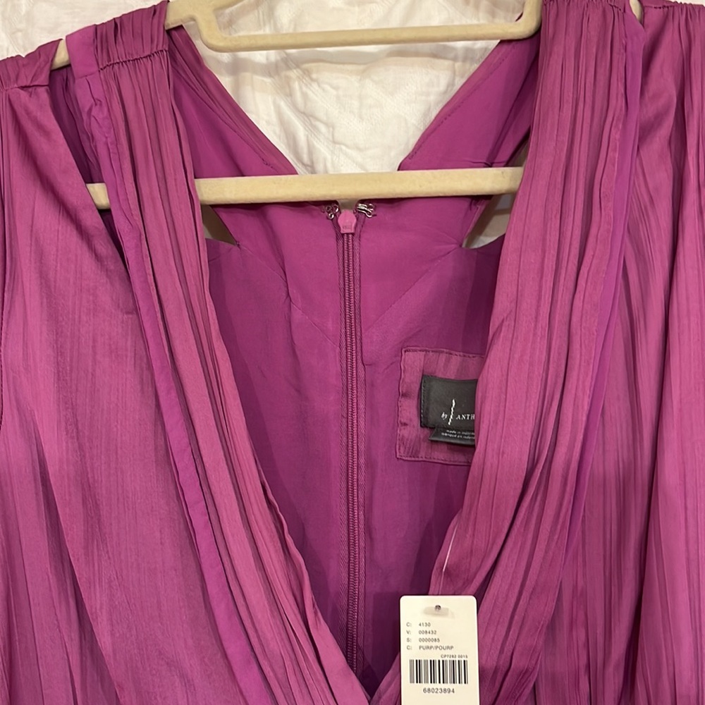 NWT Anthropologie Deep V purple mini dress - Picture 11 of 12
